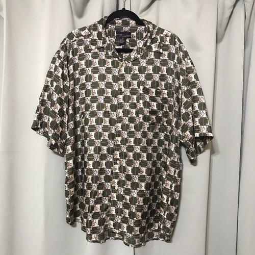 Robert Louis 100% Seide Vintage 90er Hawaiihemd mit Knopfleiste Herren