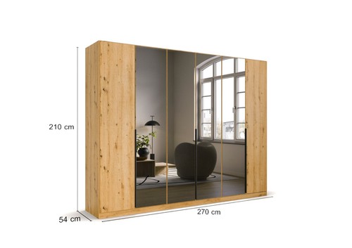 Rauch Skyla 6 Hinged Doors Wardrobe With Grey Mirror Front - Picture 30 of 32