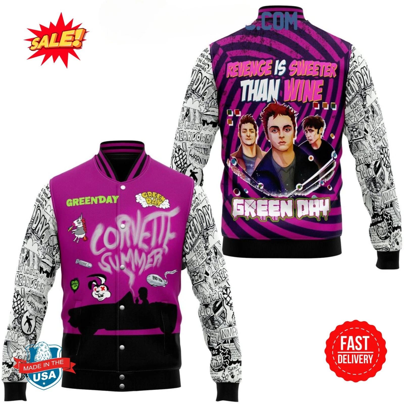 Green Day Revenge Is Sweeter Than Wine Baseball Jacket