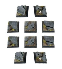 WWG Fantasy Battlefield 25mm Square Rocky Bases x 10 - 28mm Wargaming Miniature