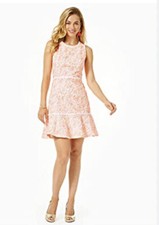 Lilly Pulitzer Pink Lace Sleeveless Mini Dress Ruffle Hem Cocktail Party Wedding