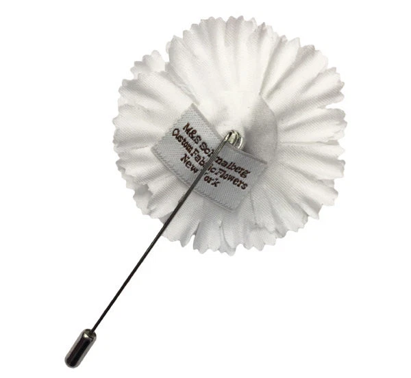 Broche de clavel blanco satinado seda M&S Schmalberg 2" para hombre hecho en EE. UU. Foto 4 de 4