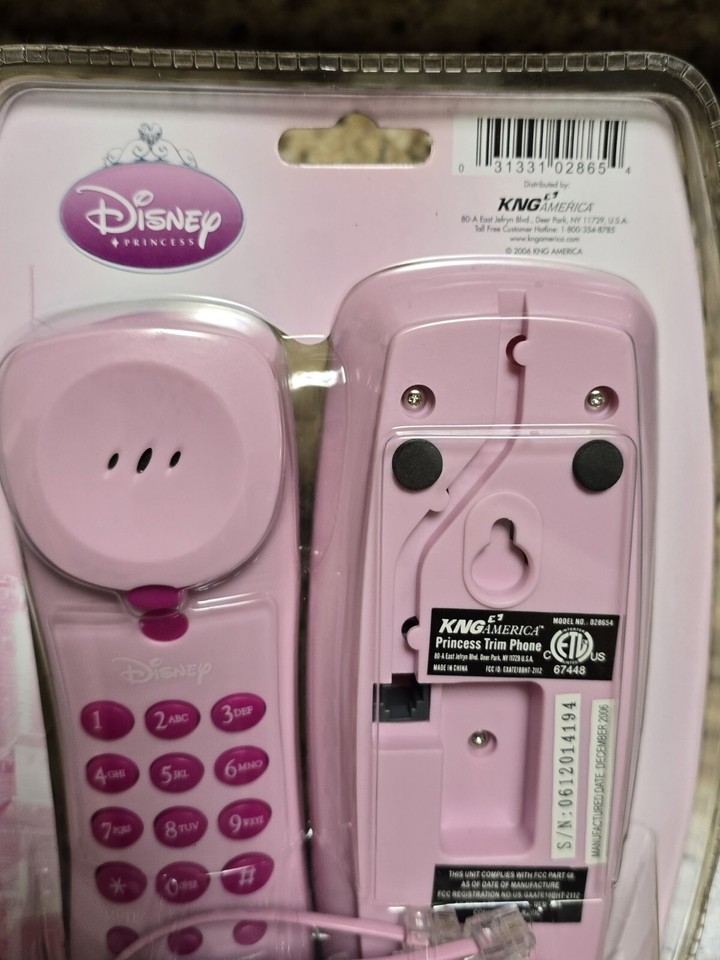 Disney Princess Phone Pink Trim Line Phone Desk W/ Mount Vintage 2006 ...