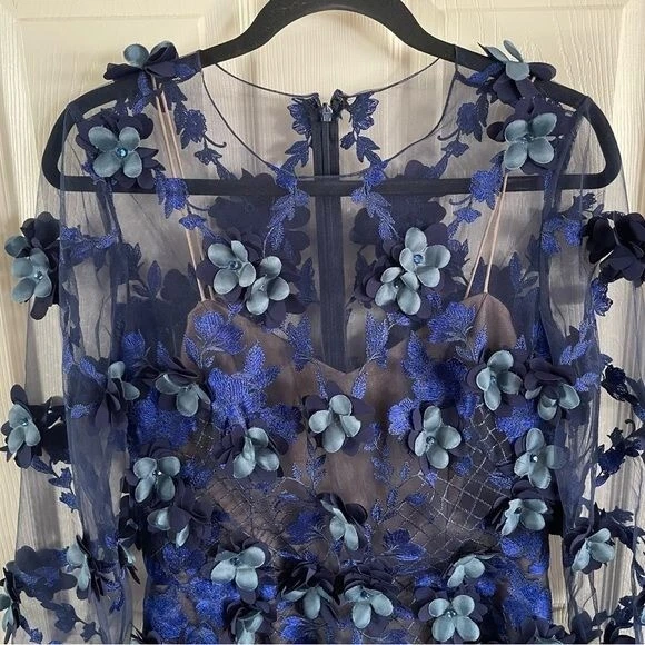Marchesa blue floral hot sale dress