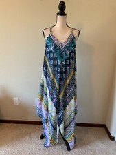 GNW Women Size M Multicolor Wide Straps Asymmetrical Hem Shift Dress