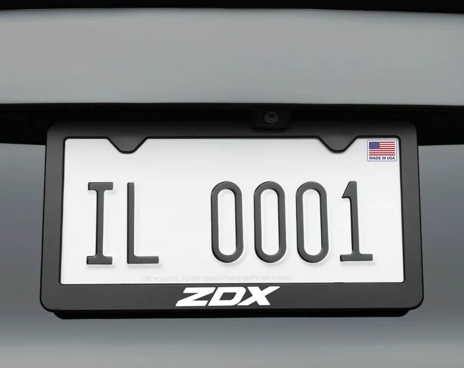ZDX License Plate Fram Bracket Black Premium Metal with Screws and