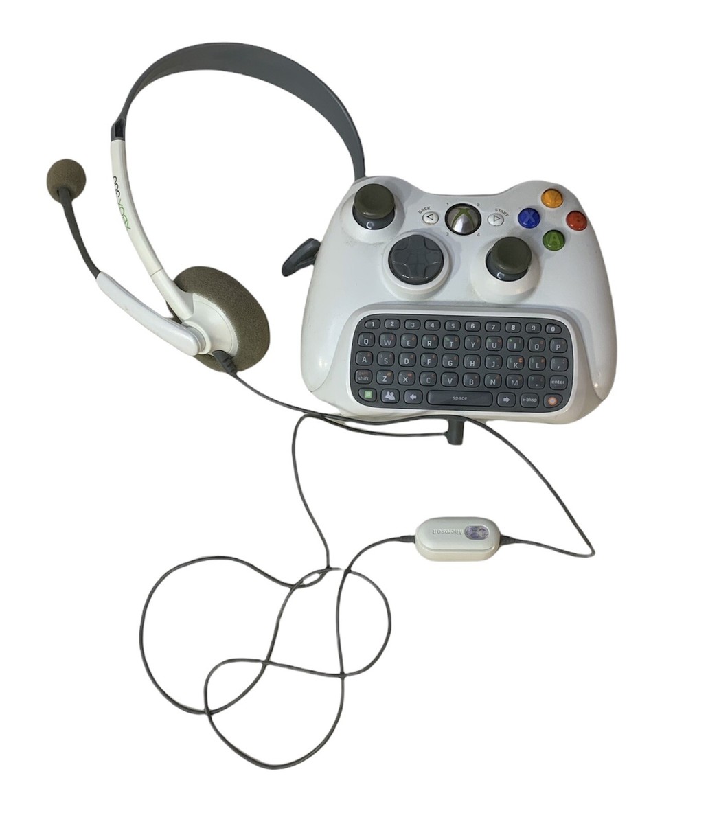 Microsoft Xbox 360 Wireless White Controller Keypad Headset
