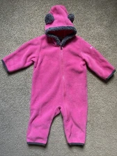 Infant Girls Columbia Size 3-6 Months Pink One Piece Zip Up Fleece Bunting