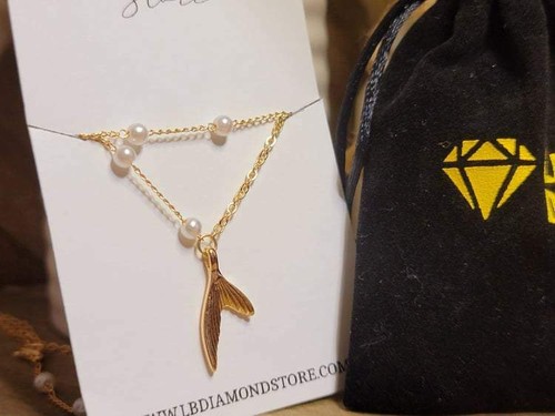 Perlen Gänseblümchen Choker Halskette - Trendige Perlenkette goldfarben - Bild 5 von 7