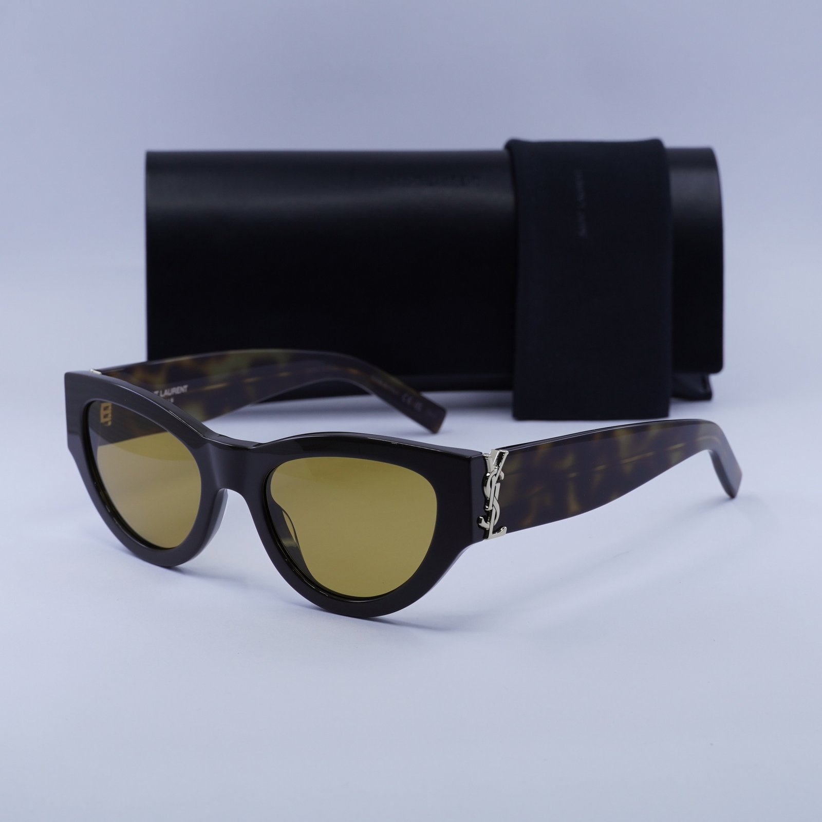 Occhiali da sole Saint Laurent SLM94 010 marrone scuro lucido nicotina 53 19 145 nuovi au...