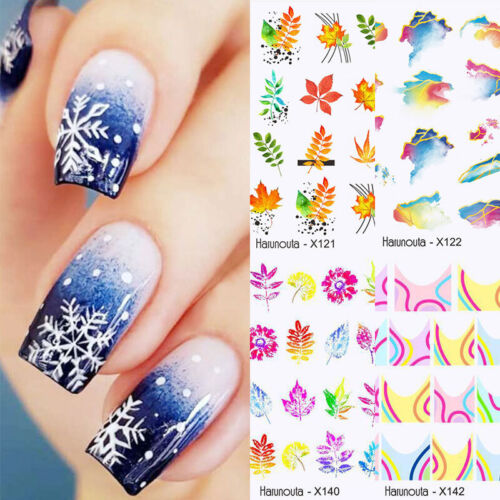 Nail Water Decals Stickers Wave Leaves Flower Butterfly Nail Art Decoration - Afbeelding 1 van 58