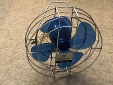 Blue Flipper Fan Westinghouse MCM Vintage Art Deco Design Working Electric Fan