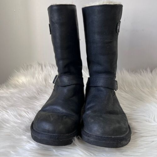 UGG Australia Stiefel Moto schwarz Leder Damengröße 8 - Bild 8 von 10