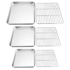 TeamFar Baking Sheet with Rack Set 6-Piece Stainless Steel Non-Toxic  Dishw...