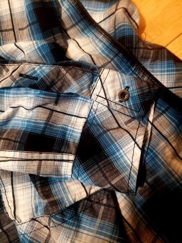 Helix Button Down Shirt Mens Medium Blue Plaid Long Sleeve Casual - Picture 6 of 7