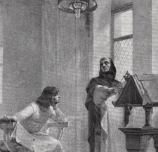 GOTHIC CHURCH - Religious Medieval Prince Palace Cleric 1894 Antique Engraving