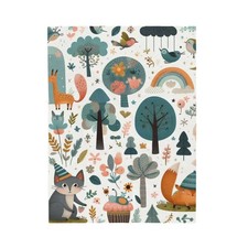 Whimsical Forest Velveteen Plush Blanket, Cozy Throw, Nursery Decor, Cute Animal