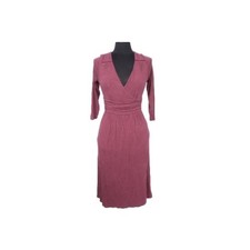 Maeve Anthropologie Midi Bohemian Dress Front 3/4 Sleeve Casual Maroon Medium