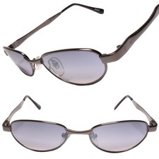 Mens Retro 80s Vintage Narrow Rectangular Metal Frame Gunmetal Sunglasses