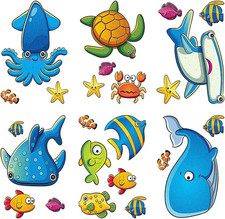 24PCS Non Slip Bathtub Stickers, Cartoon Marine Life Bath Tub Sticker, PVC Matte