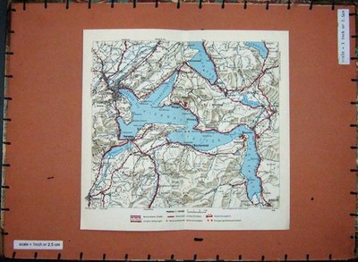 Original alter Vintage Druck Karte 1954 Schweiz Luzern Schwyz Arth Beckenried