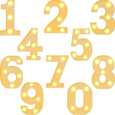 10 Pieces Decorative LED Light up Number Letters White Plastic Marquee Number...