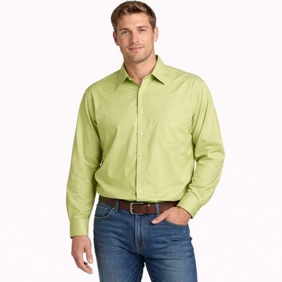 Robert Talbott Dress Shirt Mens XL Lime Green Button Up 100% Cotton Luxury