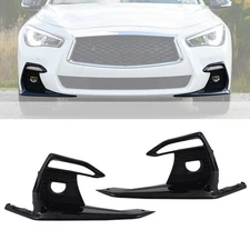 Pair Glossy Black Fog Light Cover Bezel Front  For 2018-2020 Infiniti Q50 Sport