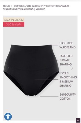 Yummie JOY 360SCULPT  COTTON SHAPEWEAR SEAMLESS BRIEF  S/M 8 Pair BLACK