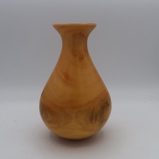 Signed Hand Turned Wood Vase Artisan Wooden Bud Vase Rustic Home Decor 8  Tall