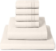 King Sheet Set - 6 Piece, 16" Deep Pocket, Gold Ivory