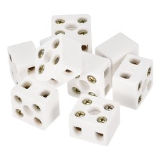 40pcs Porcelain Ceramic Terminal Block 2 Way 5 Hole 3mm High Temperature 2W5H