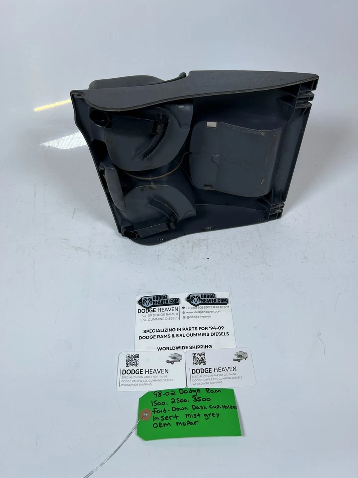 OEM 1998-2002 Dodge Ram 1500-3500 plegable tablero portavasos insertar gris niebla Foto 3 de 4