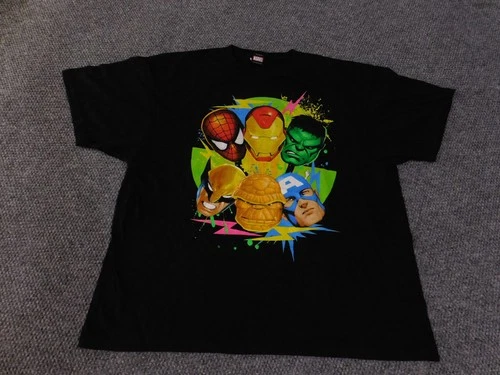 Marvel Shirt Mens 2XL Black Superhero vintage Avengers Hulk mad engine Wolverine