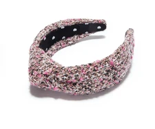 Lele Sadoughi Glitter Sweater Knotted Headband Tweed Pink $75 New NWT Revolve