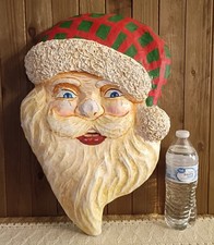Large Vintage Paper Mache Santa Face/Head, 18" x 12.5" Retro Christmas