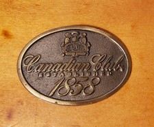 Canadian Club 1858 Brass Belt Buckle, Made in the USA