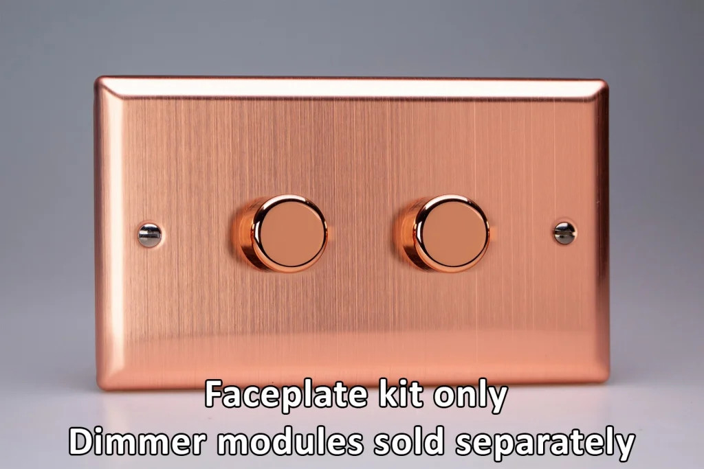 Dimmer Copper Matrix Faceplate Kit Urban Brushed 2-Gang Varilight WYD2.BC