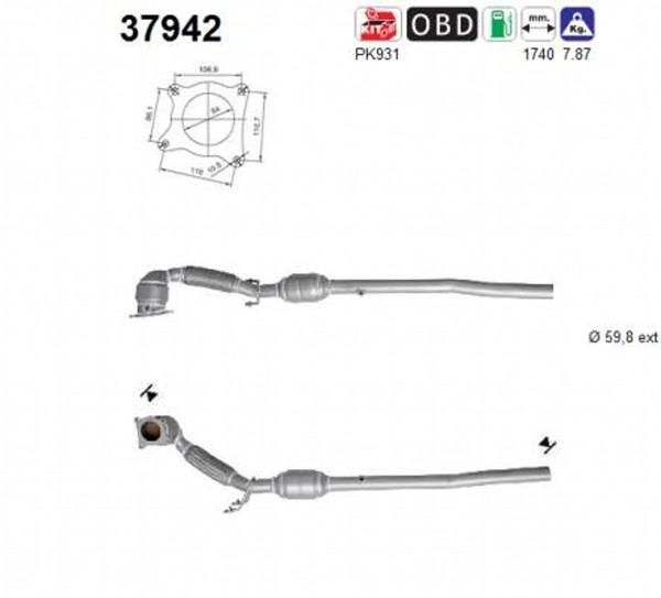 As Katalysator FüR Vw Golf V 1K1 2.0 Gti Eos 1F7 1F8 1K2 Audi A3 Sportback 8PA-image