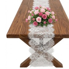 1 PCS White Lace Table Runner for Wedding 14x120 Inch White Laces Runners for...