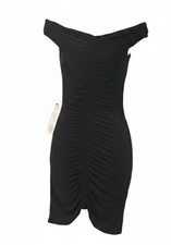 Topshop Ruched JerseyOff the Shoulder Minidress in Black , Sz. 4