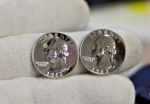 1962, 1963 US Proof Silver Washington Quarter 25c..