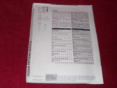 🌸 VOGUE AMERICAN DESIGNER #2389 - ANNE KLEIN - LADIES SUIT PATTERN 6-10 FF - Picture 2 of 2
