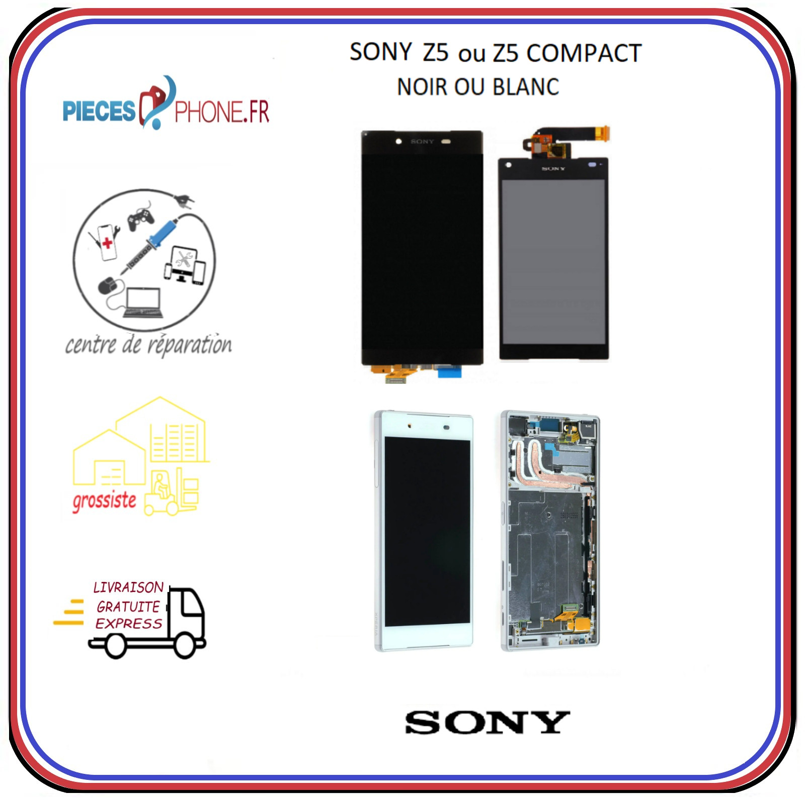 Écran Tactile Sony Xperia Z5 Compact Noir Remplacement OEM Haute Sensibilité E5803