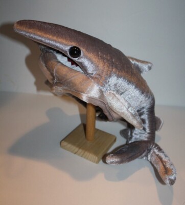 Elope Shark Hat Cap 20'' Fish Gray Shiny Plush Kids Child Adjustable Inner Band