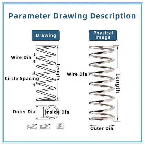 Diameter 5-16mm 0.6mm - 1mm Wire Dia Compression Springs Galvanize Spring Steel - Foto 3 di 14