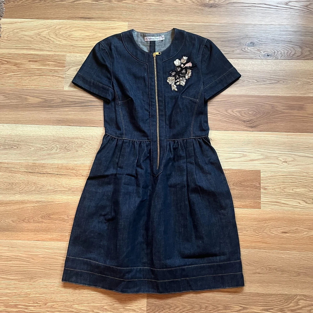 Short Sleeve Knee Length Denim Dress Sicily One-Shoulder Thigh Split Knee  Length Dress Denim Selfie Leslie