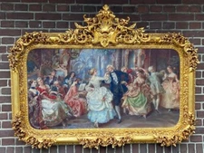 Frame Italian Baroque Rococo Gold Finish with Romantic Fabric Scene Custom made