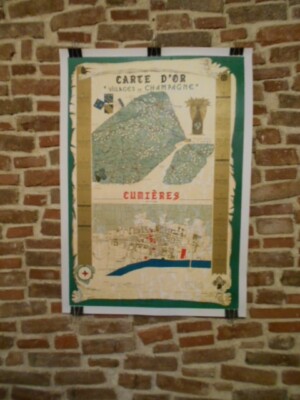 ORIGINAL ALTES POSTER - GOLDENE KARTE ''CHAMPAGNERDÖRFER'' - CUMIERES