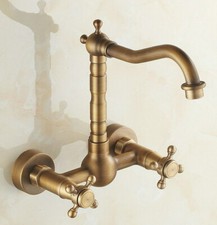 Antique Brass Double Handle Kitchen Sink Faucet Bathroom Basin Mixer Tap 2nf052